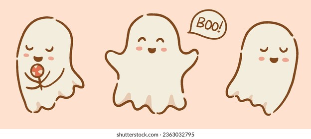 conjunto de espeluznante y linda mano fantasma dibujada
