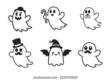 set of spooky ghost vector design 