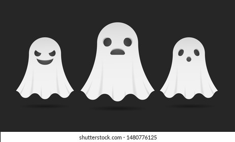 set of spooky ghosts expression face. cartoon ghost for halloween. vector