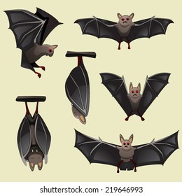 Set of spooky Halloween bats 