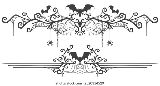 A set of spooky Halloween dividers, bats and spiders