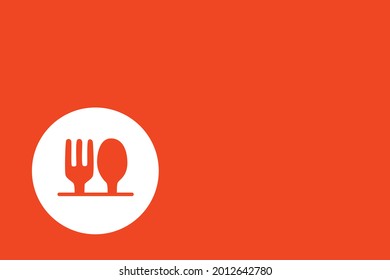 A set of spoon and fork icon on an orange background