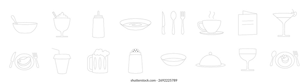 Conjunto de cuchara y tenedor conjunto de iconos. Símbolo de restaurante. Ilustración vectorial