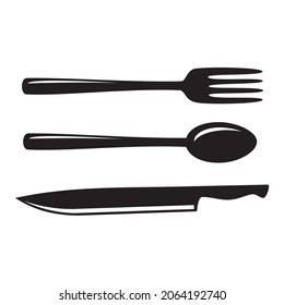 Set of  Spoon fork and knife. Vector image