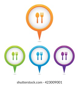 Set of Spoon and Fork Marker Icons