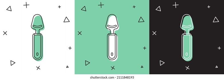 Set Spoon icon isolated on white and green, black background. Cooking utensil. Cutlery sign.  Vector