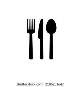 Set of spoon, knife and fork. Cutlery glyph icon.Vector illustration isolated on white background.