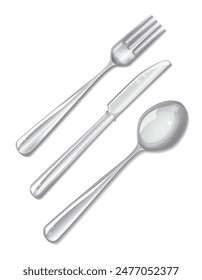 Set of spoon, knife and fork on a white background. Vector illustration