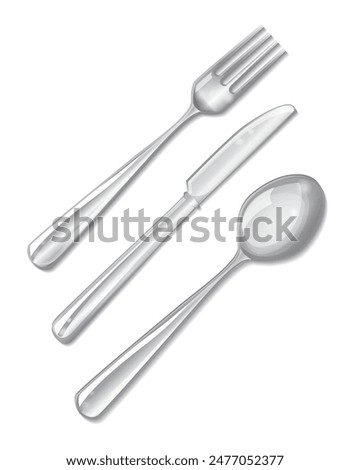 Set of spoon, knife and fork on a white background. Vector illustration