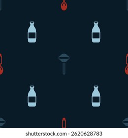 Set Spoon, Lollipop and Bottle of wine on seamless pattern. Vector