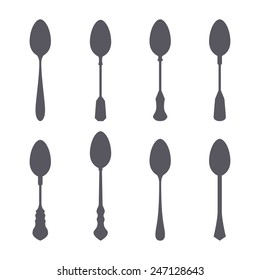 Set Of Spoon Silhouette Vector Illustration