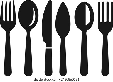 Conjunto de diseño de silueta de Vector de cuchara

