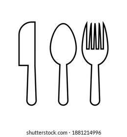 a set of spoons, forks, knives vector outline icon