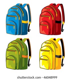 set of sport backpacks of different colors