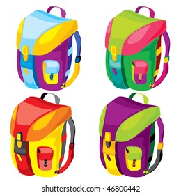 set of sport backpacks of different colors