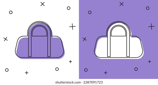 Set Sport bag icon isolated on white and purple background.  Vector