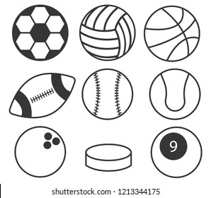 Set Sport Balls Balls Icon Flat Stock Vector (Royalty Free) 1213344175 ...