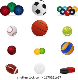 set of sport balls icon vector illustration