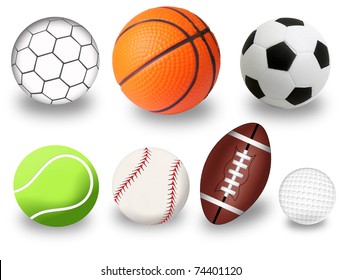 Set of sport balls on white background, vector illustration