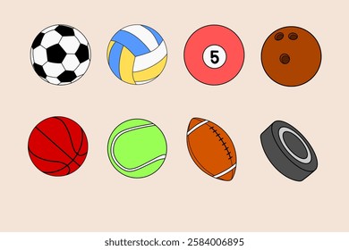 Set of Sport Balls Vector 