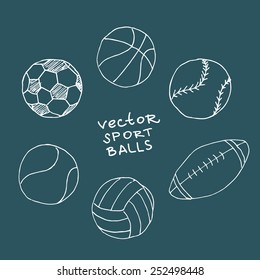 Set of Sport Balls Vector Illustrations
