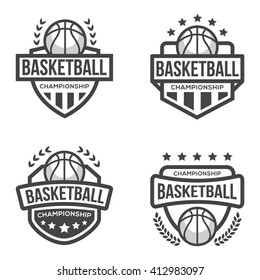 Set of Sport Basketball Logo. Black and White. Vintage Style.