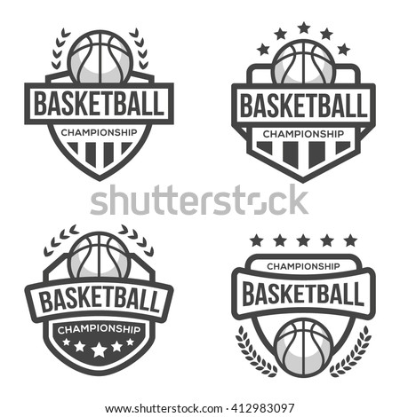 Set Sport Basketball Logo Black White Stock Vector (Royalty Free ...