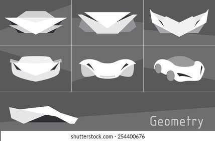 Set of sport car, geometric vector