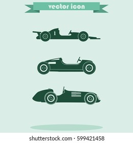 Set of sport car icons. Retro sport cars illustration.