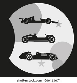 Set of sport car icons. Retro sport cars illustration.