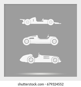 Set of sport car icons. Retro sport cars illustration.