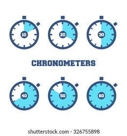 Set of sport chronometers icon in different time laps