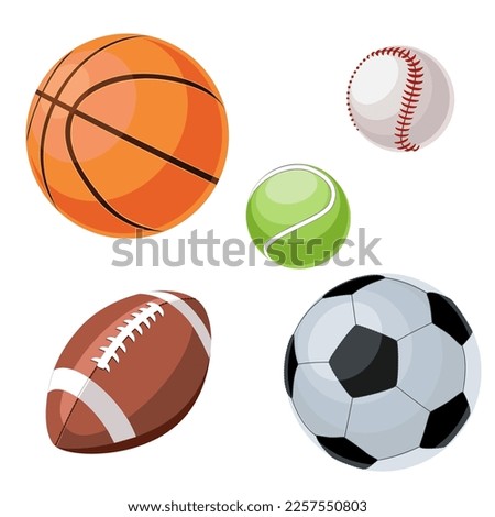 Set of sport different balls in flat technique vector illustration 