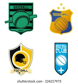 a set of sport emblems on a white background