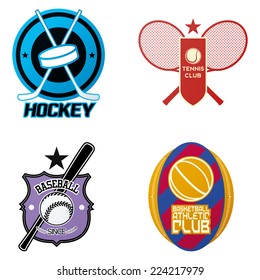 a set of sport emblems on a white background