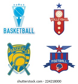 a set of sport emblems on a white background