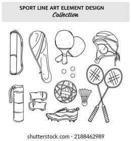 Set of sport equipment hand drawn vector illustration