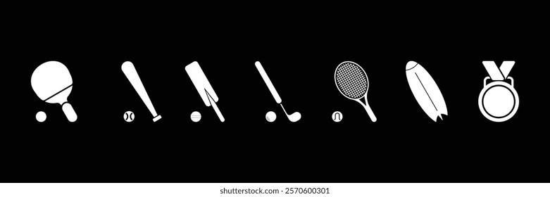 Set of Sport Equipment icon collection. Fitness. Fitness exercise, sport workout training (Flat Silhouette Version). Vector Illustration.