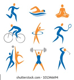 Set of sport, fitness icons. Vector illustration.