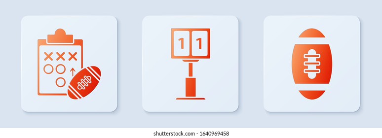 Set Sport football mechanical scoreboard and result display, Planning strategy concept and American Football ball. White square button. Vector