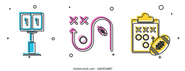 Set Sport football mechanical scoreboard and result display, Planning strategy concept and Planning strategy concept icon. Vector