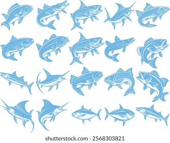 Set of Sport And Game Fish Vector Illustration