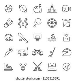 set of sport games icon with modern concept and simple outline, editable stroke, use for championship website, racing, league