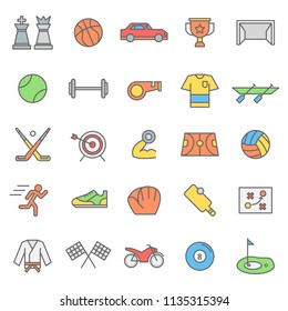 set of sport games icon with modern concept and simple outline, editable stroke, use for championship website, racing, league