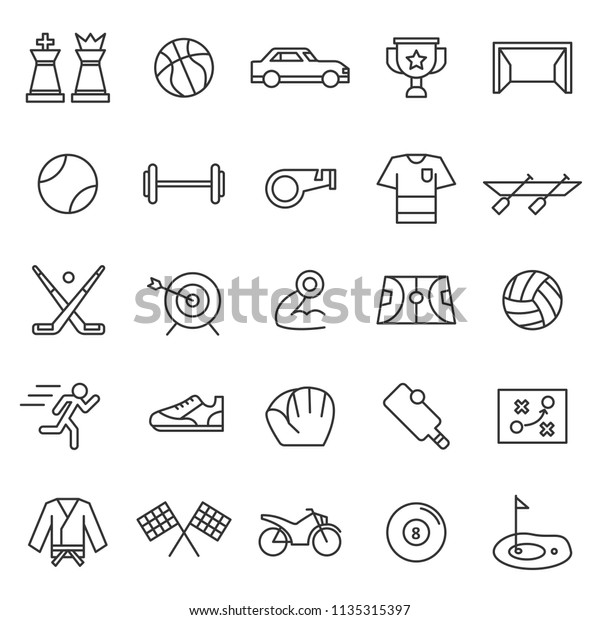 set of sport games icon with modern concept and\
simple outline, editable stroke, use for championship website,\
racing, league