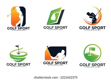 set of sport golf logo vector design template