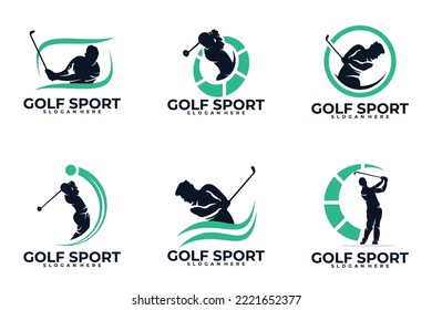 set of sport golf logo vector design template