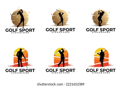 set of sport golf logo vector design template