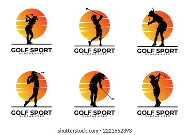 set of sport golf logo vector design template