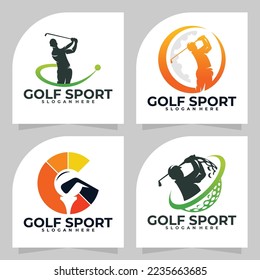 set of sport golf logo vector design template